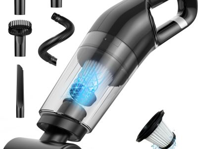 Handheld Vacuum Cordless, 26,000 Pa High Power Suction, Portable Rechargeable Car Vacuum Cleaner for Home, Office, Pet Hair, Car Detailing, Black