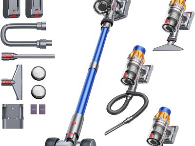 Cordless Vacuum Cleaner with 2 Batteries, 130 Mins/50KPa/600W Stick Vacuum Cleaners for Home with 3.3Ft Hose, Sofa Brush, TouchScreen AUTO-Mode, Wall Mount Charging, Scented, for Floor/Carpet/Pet Hair