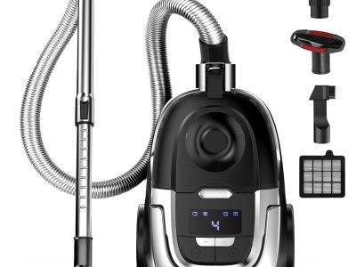 1600W Bagless Canister Vacuum Cleaner, 40kPa Powerful Suction for Pet Hair, Hard Floors & Carpets, Lightweight with HEPA Filter, Auto Cord Rewind & Large Capacity for Home & Apartments