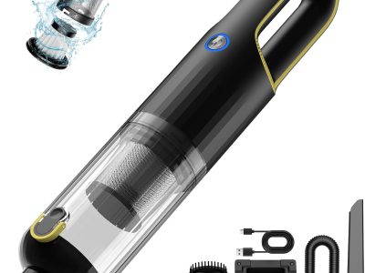 Handheld Car Vacuum Cleaner Cordless with 23000pa High Power Suction, 1.5H Type-C Fast Charge & 2 Suction Modes, Portable Mini Hand Vac Rechargeable with Multi-Nozzles for Car Home Office (Black)