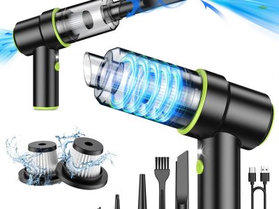Handheld Car Vacuum Portable Cordless 12000PA, 2 in 1 Handheld Vacuum Cleaner and Air Duster with Multi-Nozzles and LED Light, Mini Hand Held Vacuum Rechargeable for Home, Car, Office, Pet Hair