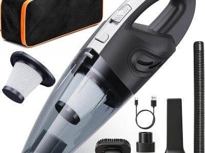 Handheld Cordless Car Vacuum Cleaner, 15000PA Powerful Suction Hand Held Cleaner Rechargeable, Portable Hand Vacuum with Multi-Nozzle, Washable Filter & Storage Case for Home, Office, Car, Pets