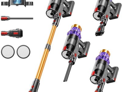 Cordless Vacuum Cleaner, 650W/55KPA/70 Mins Vacuum Cleaners for Home with Self-Standing, Anti-Tangle Vacuum Cordless, Smart Display and 1.8L Cup Cordless Stick Vacuum Cleaner for Pet Hair/Carpets